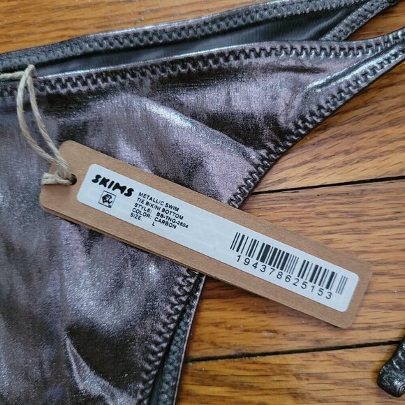 NWT SKIMS | Metallic Swim Tie Bikini Bottom | Sz. L - Picture 4 of 8